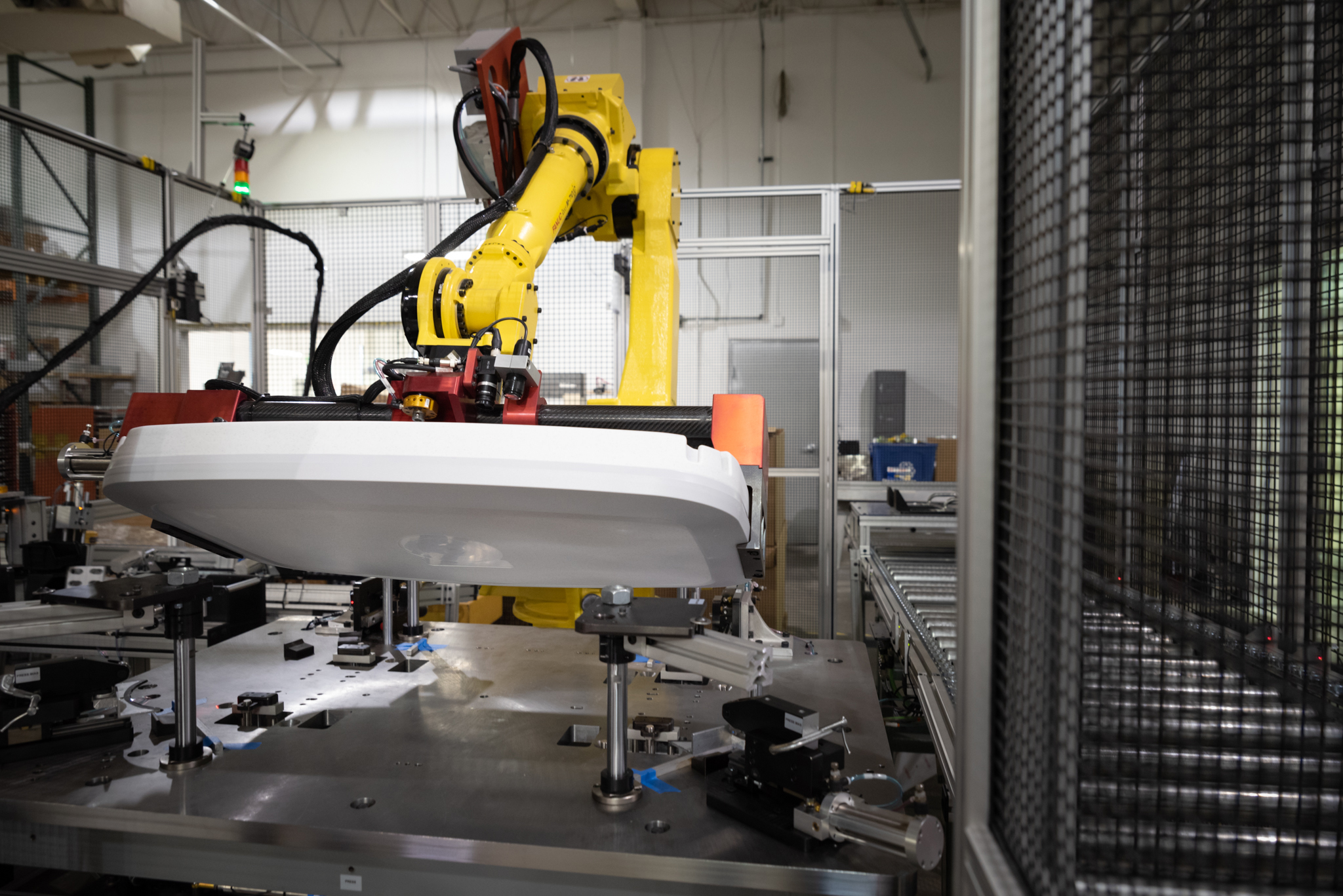 Robotic Or Robot Arm In Automated Factory Packing System For Efficient Industrial Box Handling